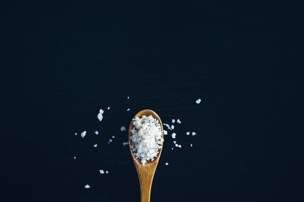 Sea salt on spoon