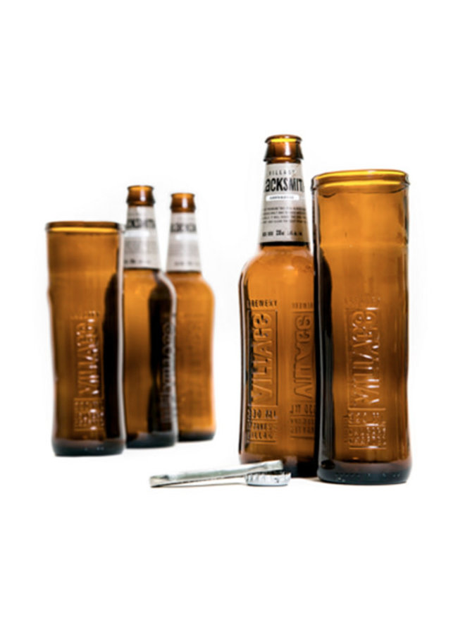 Glasses made of old beer bottles