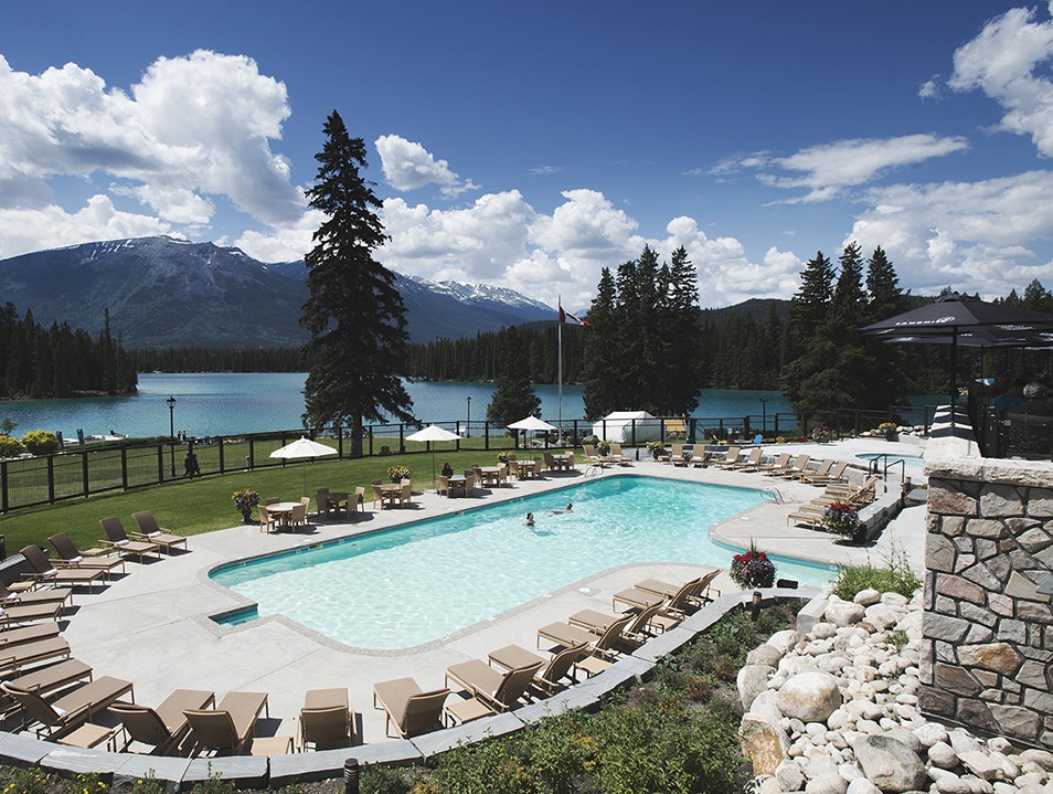 Pool with deck in Rocky Mountains